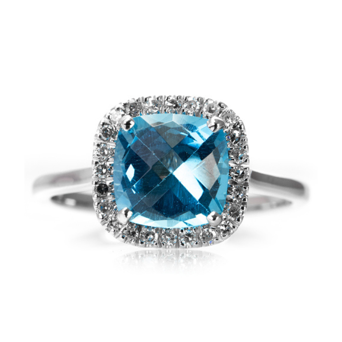 Anillo de compromiso con diamantes y topacio - Elegancia y calidad