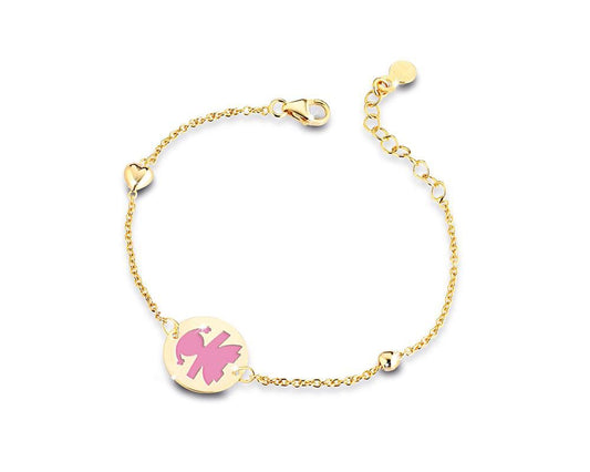 PMG012 Pulsera niña rosada grande (Corazón y círculo)