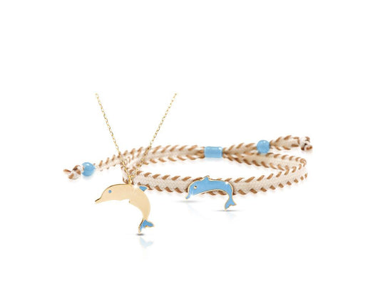 PMG046 Juego de delfín (Pulsera y Cadena con Dije)