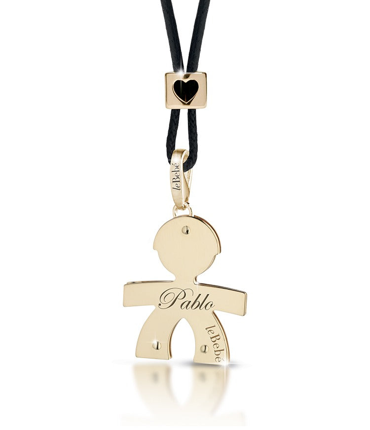 LBB040 Dije grande con cordón negro (Niña o Niño)
